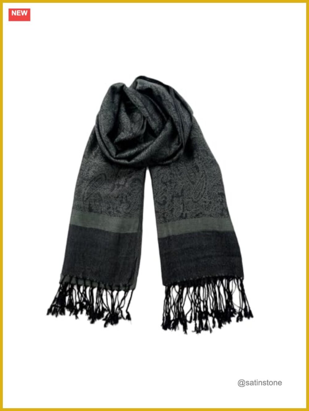 Paisley Pashmina Shawl Wrap with Fringe, Lightweight Two Tone Jacquard,
